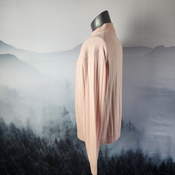 NWT Martin 100% Italian Cashmere Pink Quarter Button Golf Sweater | Men's XLarge - Picture 6 of 15